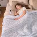 Electric Blanket Heated Twin 62"x84", Bed Blanket Clearance with 9 Heat Levels & 1-10H Timer, Silky Faux Fur, Fluffy Cozy Machine Washable Bedding, Gifts for Mom Dad (Brushed White)