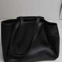 Work Tote Bags for Women 15.6 Inch - Laptop Tote Bag with Zip Compartments - Large PU Leather Office Purse Computer Briefcase (Black)