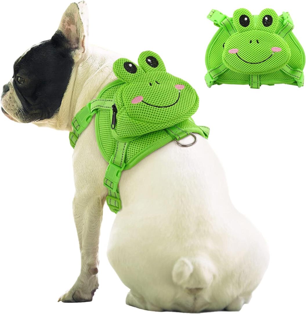 IDOMIK Dog Backpack Harness, No-Pull Dog Backpack with D-Ring for Small Medium Dogs, Cute Self Carrier Backpack for Dogs to Wear, Adjustable Dog Harness Backpack for Traveling Camping Hiking, Frog, L IDOMIK Dog Backpack Harness, No-Pull Dog Backpack with D-Ring for Small Medium Dogs, Cute Self Carrier Backpack for Dogs to Wear, Adjustable Dog Harness Backpack for Traveling Camping Hiking, Frog, L