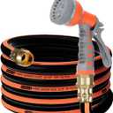 Upgraded Hybrid Garden Hose,5/8inx10FT,No Kink Water Hose with 7 Function Nozzle,Heavy Duty Short Hose for Outside Car,Floor,Yard Washing,Garden Watering