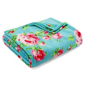 Betsey Johnson Bouquet Day Plush-Fleece Blue Throw Blanket-50X70