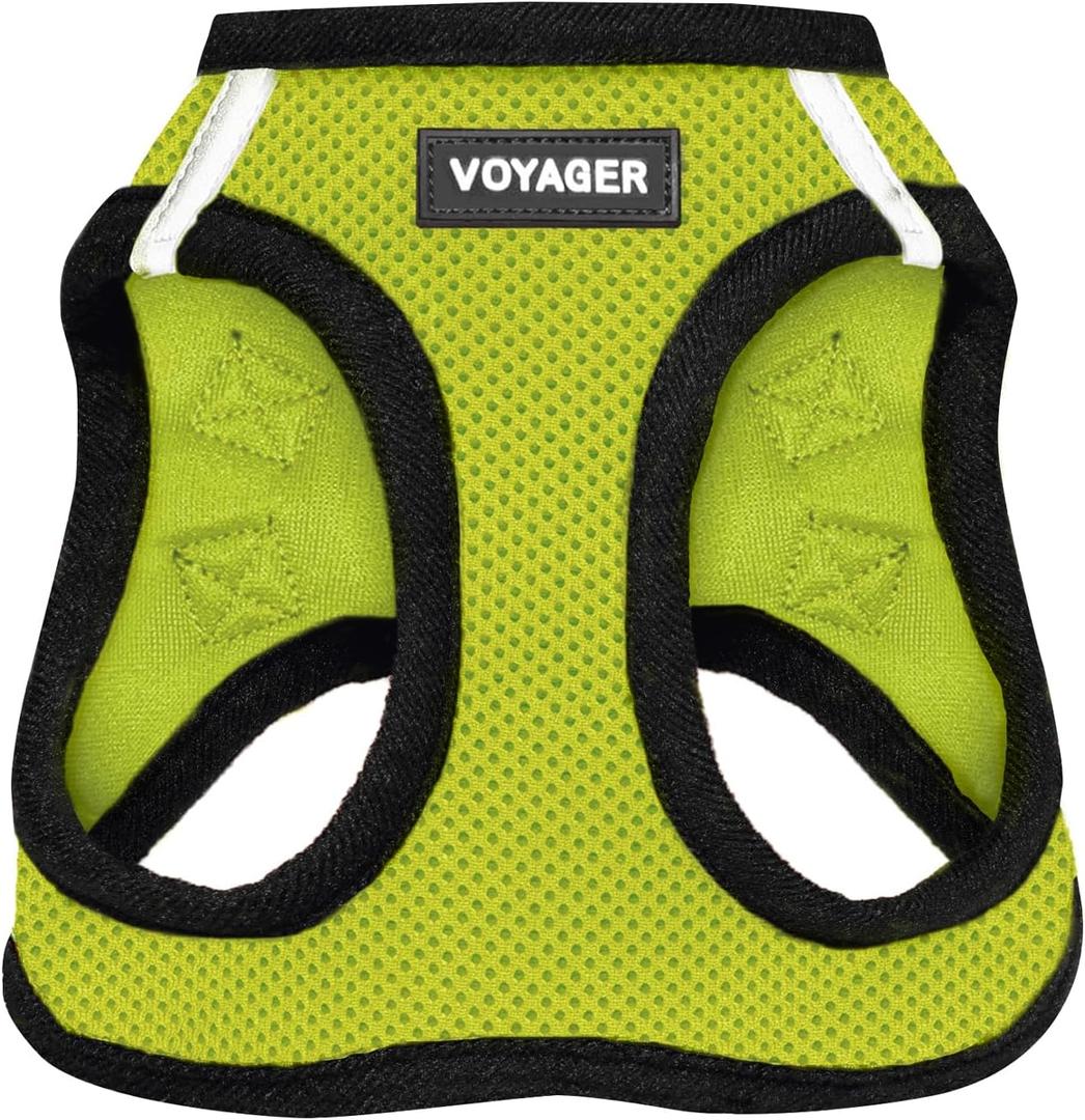 Best Pet Supplies Voyager Step-in Air Harness - All Weather Mesh, Reflective, No Pull Harness for Dogs, Cats - Secure with Hook & Loop Fastener, Buckle, Double D-Rings - Lime Green/Black Trim, M