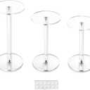 QWORK Round Acrylic Display Stand, Premium Clear Round Riser Stands, Set of 3