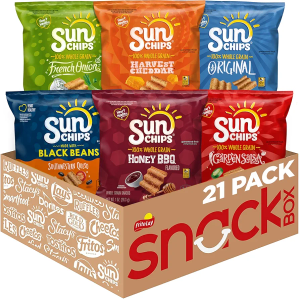 SunChips 100% Whole Grain Snacks, 6 Flavor Variety Pack, 1 oz Bags (Pack of 21), BB Date: 05/15/2025