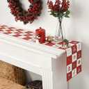 3 x OWENIE Christmas Table Runner, Vintage Style Christmas Table Decor with Classic Holiday Elements, 1336 Inch Linen Table Runner for Christmas Dinner, Party, Home Decor