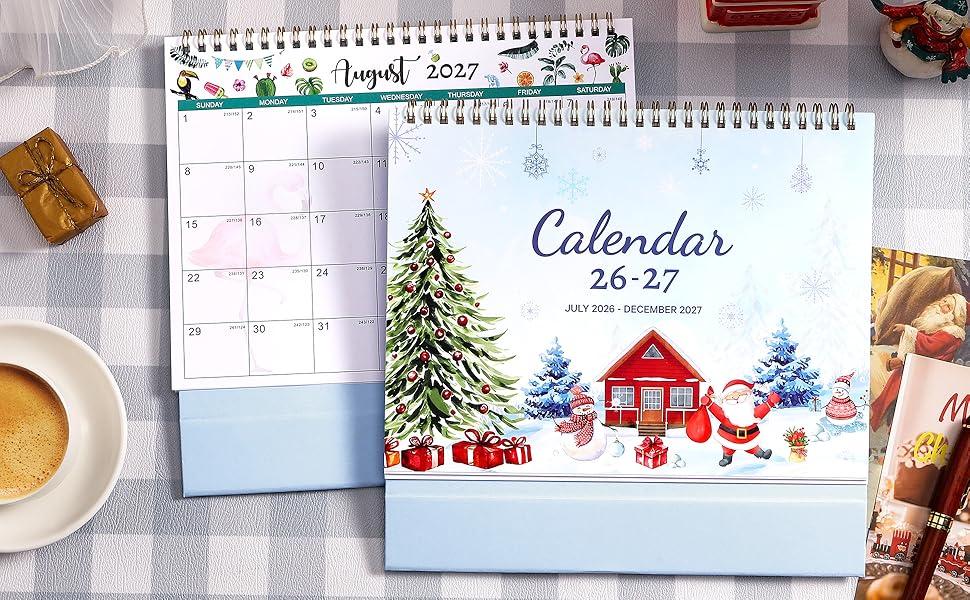 Desk Calendar 2026-2027 - 18 Months Desktop Calendar 2026-2027, July 2026 - December 2027, 10'' x 8.3'', Standing Flip Desktop Calendars for Office, Home, School