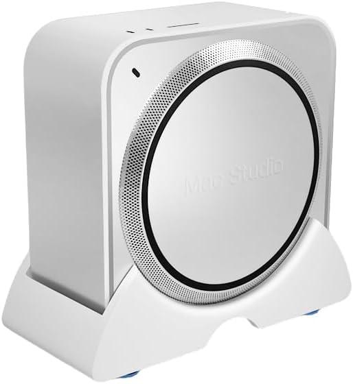 Mac Studio Stand for M4/M2/M1 (20222024), Vertical Desktop Holder Improves Airflow & Cooling, Space-Saving Design with Non-Slip Base  White