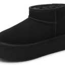 Women's Platform Fuzzy Lined Ankle Boot | Softfaux fur size 9, Black