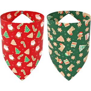 Christmas Dog Bandanas 2 Pack, Durable Dual-Layer Fabric Dog Scarf with Snap Button, Holiday Pet Bandana for Small, Medium, Large & Extra Large Dogs, Boy or Girl (Small, Christmas)