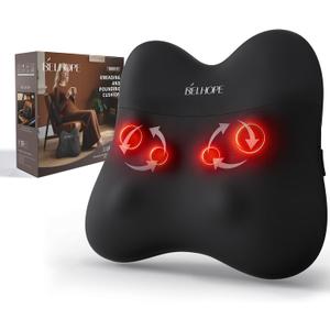 Back Massager with Heat, Cordless Back and Neck Massage for Pain Relief Deep Tissue, 4D Shiatsu and Percussion Massage Pillow, Lower Back Massager for Office,Gifts for Christmas Women Men, Black
