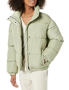 Amazon Essentials Women's Relaxed-Fit Mock-Neck Short Puffer Jacket (Previously Daily Ritual), Sage Green, 4X 