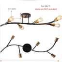 Modern Sputnik Semi Flush Mount Ceiling Light Fixture Black and Gold,5-Lights Mid Century Sputnik Chandelier for Dining Room,Kitchen,Hallway,Laundry Room,Bedroom(Bulbs Not Included)
