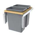 Double Pull Out Under Cabinet Trash Can 35 Qt Garbage Bin for 15" x 1.5" Face Frame, Grey -Only for 18" W*24" D Cabinet