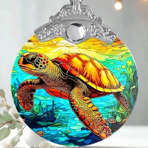Stained Glass Christmas Ornament, Jocidea Sea Turtle Christmas Decorations, Christmas Tree Ornament, Sea Turtle Lovers Gifts, Holiday Decor and Xmas Gifts Ideas