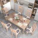 Stretch Dining Chair Seat Covers Set of 6,Dining Chair Slipcovers, Floral Printed Chair Covers,Soft Fabric Washable Upholstered Chair Seat Protector, No Rear Covers for Home Kitchen Dining Room (Light Purple Cornflowers)