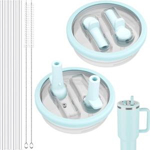 40 OZ Tumbler Lid for Stanley Quencher Protour Tumbler, 2 Pack Flip Straw Spill Proof Lid Replacement Straw Cover for 40oz Stanley Cup Accessories, Dual nozzle And Dishwasher Safe, High-End Anti-Fall