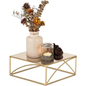 NUPTIO Cake Stand Cupcake Display: Metal Dessert Pedestal Stands 8 Inch Food Riser Gold candy Display holder for Wedding Party Christmas Birthday Kitchen Table Baby Shower Square Buffet Plant Stand