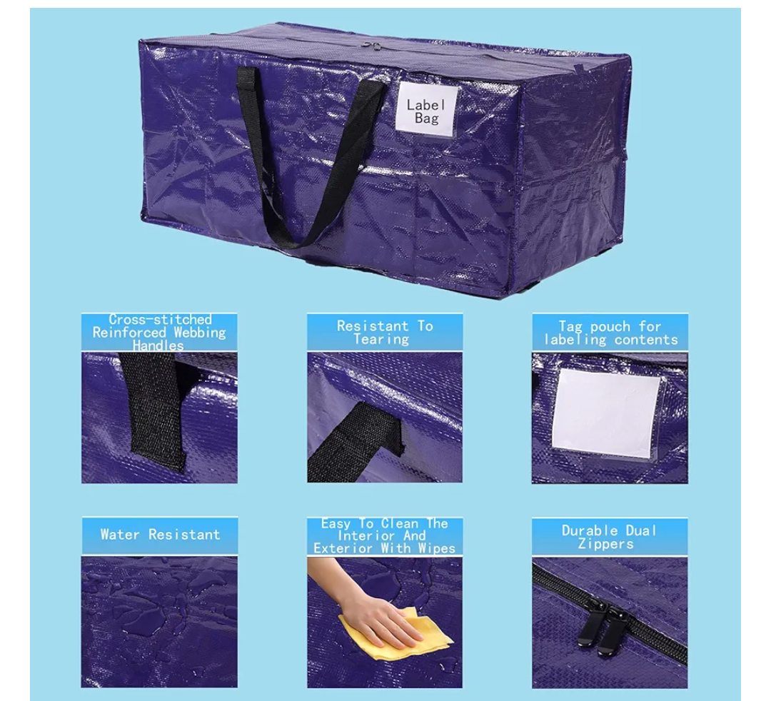 Extra Large Moving Bags,Collapsible Storage Bins,Heavy Duty Tote,Oversized Packing Supplies with Strong Handles,Large Bags With Smooth Zipper,Storage Boxes Alternative