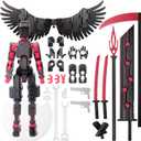 (Assembly Completed Dummy 20 Action Figure, 8.1 inches Strong Magnetic Accessories 8 Types of Weapons 3D Printed Robot Multi-Jointed Movable, Spider Ninja Series (Black)
