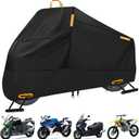 Motorcycle Cover Waterproof Outdoor, 300D Heavy Duty Motorcycle Cover for Ninja 250 300 650 1000 Yamaha YZF R1 R7 MT-09 Suzuki GSXR 600 750 1000 Scooter Cover Protection Fits up to 86" - Black