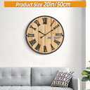 Large Wall Clock 20IN, Silent Metal Wood Style Wall Clocks Battery Operated for Living Room Decor, Farmhouse Big wall Clock, Outdoor