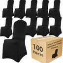 100 Pack Black Spandex Chair Covers  Stretch Polyester Slipcovers for Wedding, Banquet, Party & Dining Chairs  Flat Front Design, Universal Fit