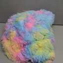 XeGe Kids Fluffy Faux Fur Bean Bag Chair Cover (No Filler), Soft Furry Stuffed Animal Storage Bean Bag Cover for Plush Toys, Shaggy Fuzzy Beanbag for Kids Teens Girls Children, Anti-Slip, Rainbow (Small(28"x28"x32"))