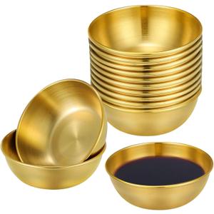 12 Pack 3.2 Inch Gold Stainless Steel Dipping Bowls  Small Bowls for Dips, Soy Sauce, Condiments, Appetizers, Facial Bowl for Esthetician Use