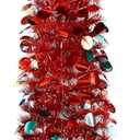 Aoriher 5 ft Pre-lit Pop up Red Christmas Tinsel Tree Decor Reusable Collapsible Artificial Sequins Slim Pencil Tree with Colorful String Lights for Holiday Party Home Indoor Outdoor