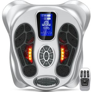 Creliver Foot Massager for Neuropathy Pain Relief for Feet and Legs, EMS TENS Unit - Nerve Muscle Circulation Stimulator with Electrode Pads, FSA Eligible Items Only List, HSA Store Eligible Items (White-silver)