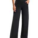 Promover Wide Leg Pants for Women Straight Leg Sweat Pants Yoga Dress Pants with Pockets Stretch Work Slacks Loose Fit (Black,XL)