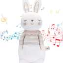 COTTONEBEBE Organic Baby Toys, Stuffed Animal Toy with Lullaby Music for Infant Babies 0 3 6 12 to 36 Months Boy & Girl,Ideal Gift for Newborn (Mrs.Bunny, Cotton)