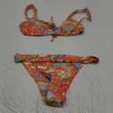 Women's 2 Piece Floral Tropical Print Bikini Set Boho Triangle Bathing Suit Tie Backless Swimsuit Sets (Multicolor, Small)