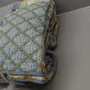 Yvooxny Quilt Set King Bedspread Reversible Green Farmhouse Garden Coverlet Real Patchwork Quilt Set for All Seasons with Pillowcases, Farmhouse Floral Pattern, King Size