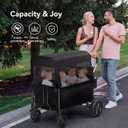 Fldofaves Wagon Stroller for Kids, 4-Seat Kid Wagon for Toddlers, Multi-Child Baby Wagon Stroller, Heavy-Duty Kids Wagon with Canopy, Large Foldable Toddler Stroller Wagon for Outdoor Travel