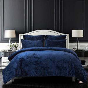 Sunshine Nicole Distressed Velvet Comforter Set, Distressed Velvet Face and Brushed Solid Microfiber Reverse, with Light Weight Soft Poly Fill, 5 Pieces Navy, King
