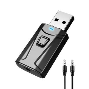 Tsnam USB Bluetooth Adapter for Car, Bluetooth Transmitter Receiver Plug & Play, 3.5mm AUX Wireless Audio Adapter for TV, Headphone, PC, Stereo