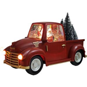Red Pickup Truck Christmas Snow Globe, Resin Santa Claus Christmas Home Decoration