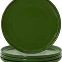 10.25-Inch Dinner Plates Set of 4, Dual Glaze Stoneware Plates, Microwave and Dishwasher Safe, Ceramic Plates for Everyday Dining, Forest Glaze Green