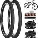 yeesport 20 Inch Bike Tire, 2 Pack 20x1.75 Bicycle Tires & 20x1.5-1.75" Bike Tubes with Repair Kit, 20x1.75 Mountain Bike Tire Replacement, Rubber Tires for MTB Off-Road Bike