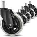 Office Chair Wheels 3" Inch Roller Blade Rubber Chair Casters Replacement, Heavy Duty Quiet No Scratch Gaming Chair Wheel for Hardwood Floor Carpet, Set of 5, 11mm Universal Fit/Not for 1KEA (transparent)