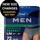 TENA Men Maximum Plus Incontinence Underwear, S/M 29-40in, Gray, 72 ct
