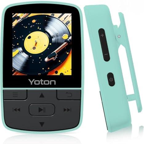 Yoton MP3 Player with Bluetooth 5.2, Expandable to 64GB, HiFi-Music, with Sports Clip, Earphones Included, Green(No Built-in Storage No TF Card Included – Insert Card to Use)