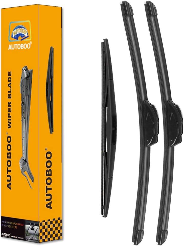 AUTOBOO 16"+16" Windshield Wipers with 12 Inch Rear Wiper Blade Replacement for Jeep wrangler JL 2018 2019 2020 2021 2022 2023-Original Factory Quality (Pack of 3) (16"+16"+12")