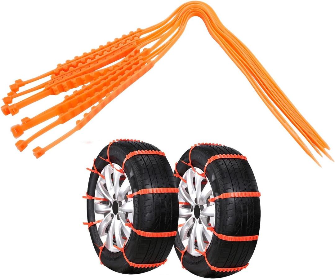 Topteng Tire Snow Chains, 10PCS Snow Tire Chain Anti-Skid Belt for Car Truck SUV Emergency Winter Driving (orange, 10Pcs)