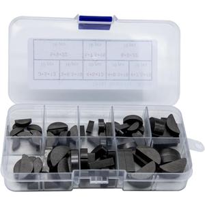 80pcs Carbon Steel Woodruff 3mm 4mm 5mm 6mm Semicircle Half Moon Key with 8 Size, Professional Drive Half Moon Shaft Keys Set Assortment for Fasteners Mechanical Industry