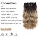 Clip in Extension 22 Inch Long Wavy Synthetic Seamless Curled Clips on Hair Extensions 4PCS Hairpieces Soft and Not Easily Knotted for Women Brown to Blonde