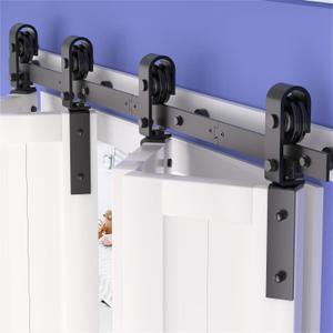 SKYSEN 68" Bifold Barn Door Hardware Kit - Fit for 4 Bifold barn Door, Space Saving Folding Design, Corrosion-Resistant Black Spraying