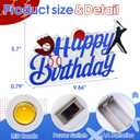 Baseball Birthday Light Up Sign, 15 LED Happy Birthday Wood Decor, Sturdy Density Board with Built-in Battery Box, Sports Themed Party Supplies for Tabletop, Bedroom, Baseball Fan Birthday Decorations