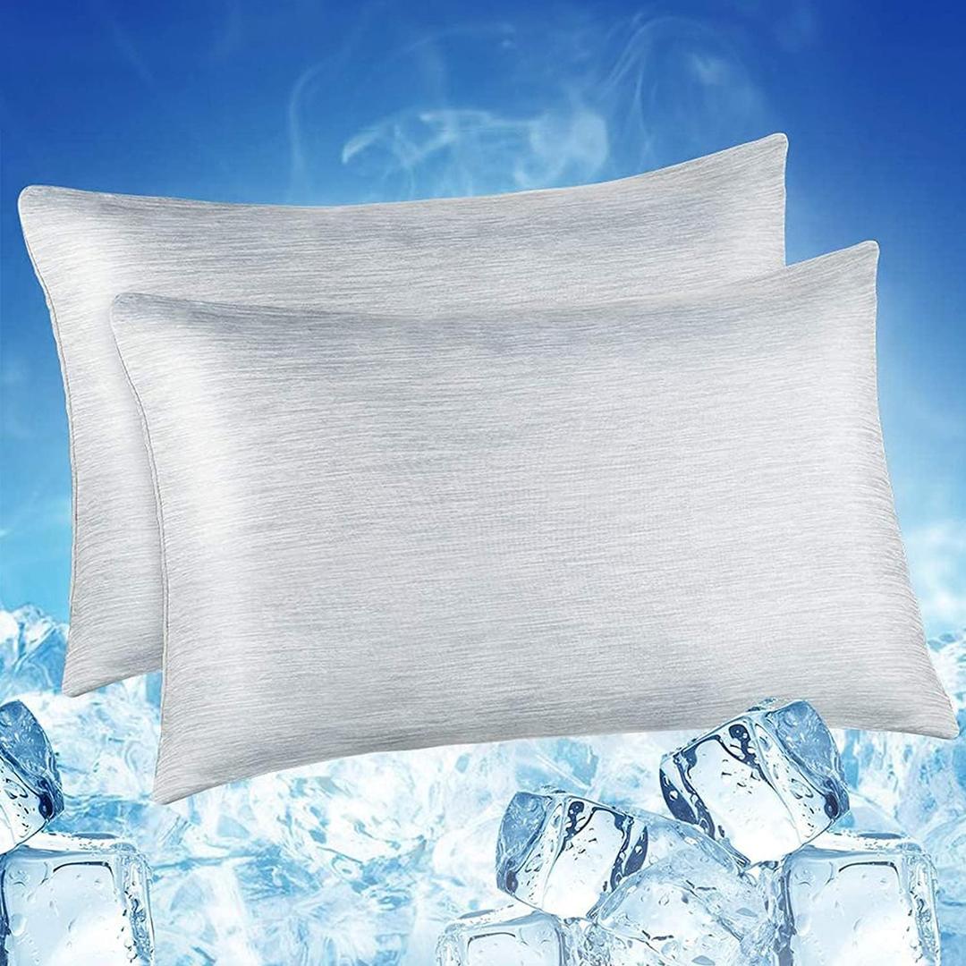 LUXEAR 2 Pack Cooling Pillow Cases for Hot Sleepers Queen Size, Arc-Chill Q-Max > 0.5, Hair & Skin Friendly, Double-Sided, Machine Washable, Hidden Zipper, Gifts for Women & Men, Gray